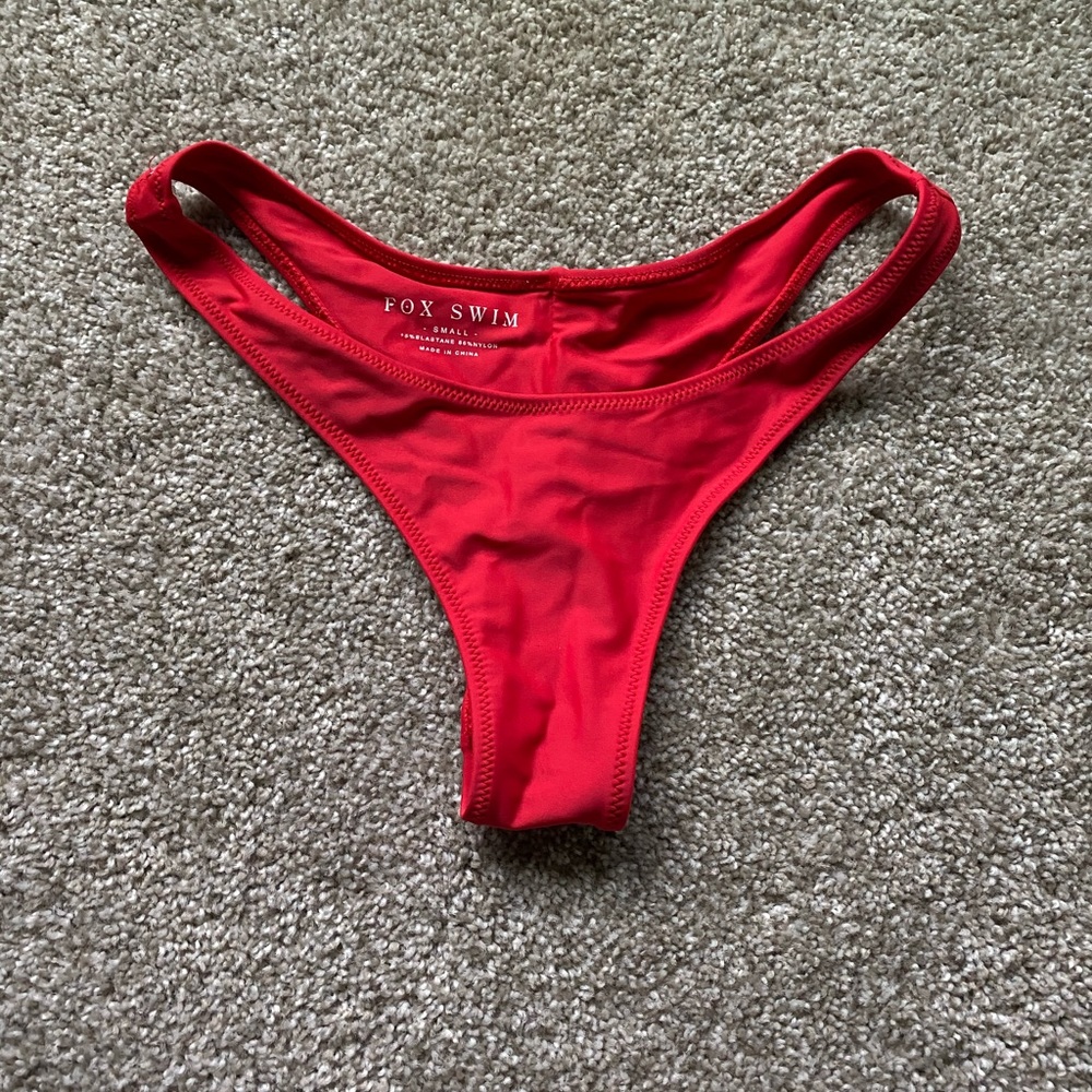 Neon red white fox boutique bikini bottoms